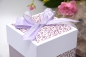 Preview: Explosionsbox Hochzeit ca. 7x7x7cm personalisierbar | Geldgeschenk | Zierschachtel | Motiv: floral | lavendel lila weiß | Art. Nr. 03020406